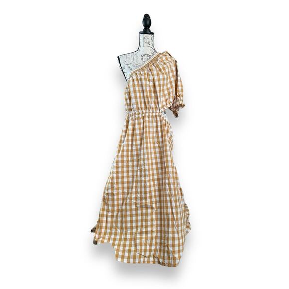 WhoWhatWear One Shoulder Gingham Midi Dress 2X - Picture 2 of 5